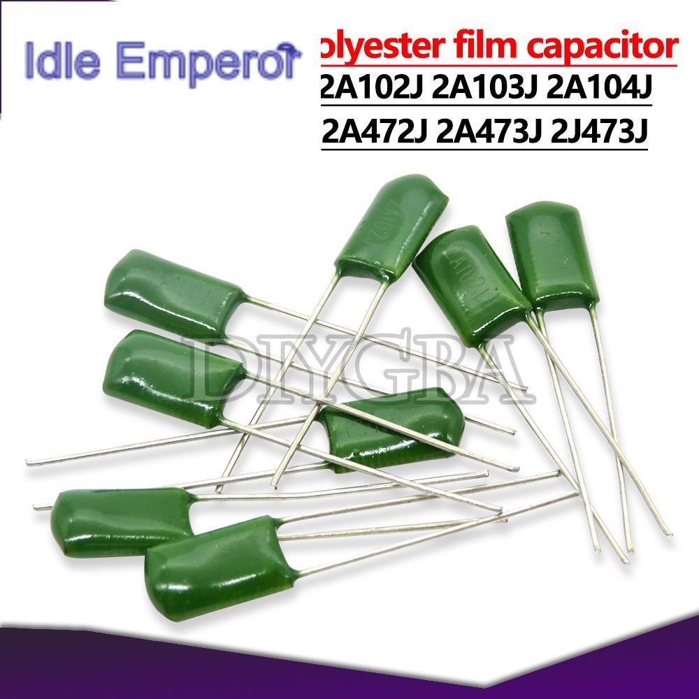 ตัวเก็บประจุฟิล์มโพลีเอสเตอร์ 1nF 1.5nF 2.2nF 100nF 2A102J 2A103J 2A104J 2A472J 2A473J 2J473J 50 ชิ้