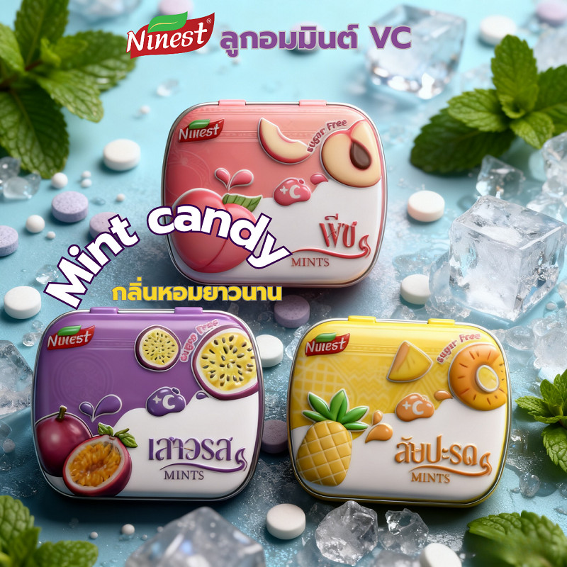 🍃 Ninest ลูกอมมิ้นต์ ลูกอมมิ้นต์มินิบอล(35เม็ด) ลมหายใจหอมสะอาดตลอดวัน ไม่มีน้ำตาล ขนาดพกพาสะดวกสุดๆ