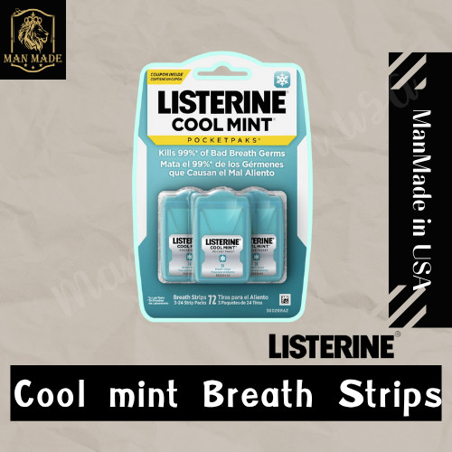 [ของแท้💯] Listerine PocketPaks Cool Mint แผ่นมินต์ดับกลิ่นปาก 3 กล่อง (24 แผ่น/กล่อง) สดชื่นทันที พก