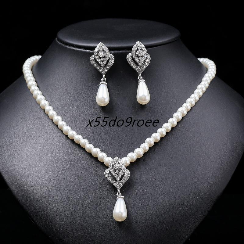 Girls Pearl Jewellery Set ชุดต่างหูสร้อยคอไข่มุกทุกวัน Jewellery Party Jewellery Set