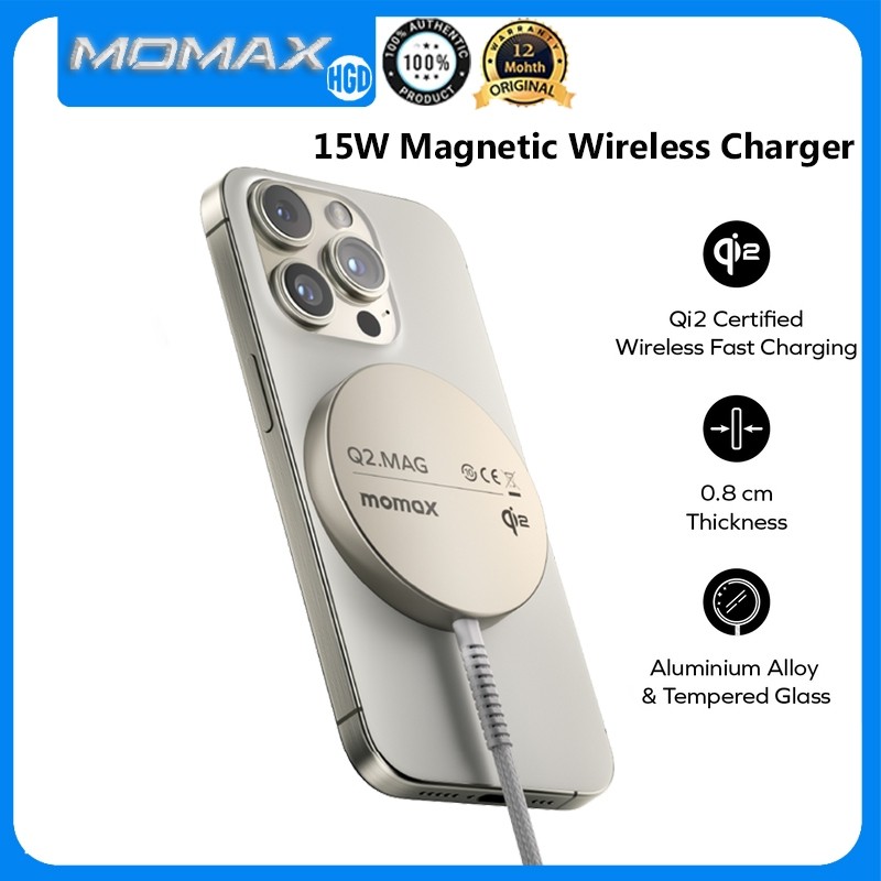 Momax Q2.Mag แท่นชาร์จไร้สายแบบแม่เหล็ก 15W Qi2 Portable Fast Charger