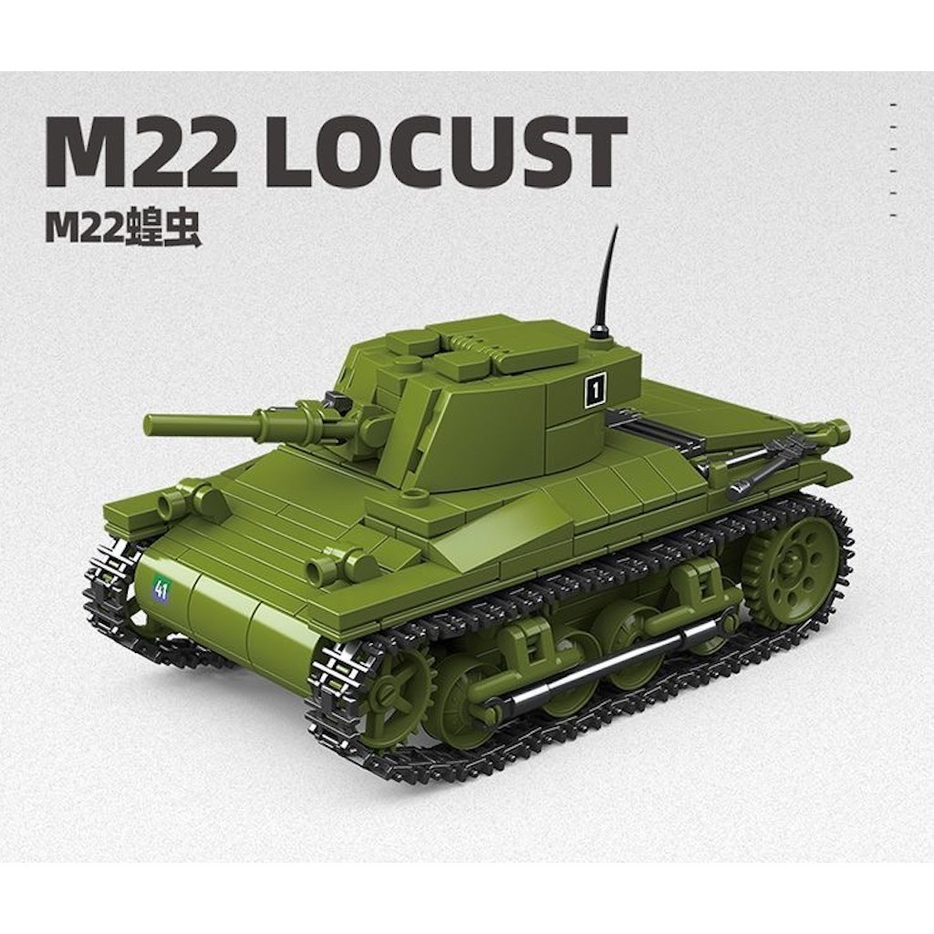 393PCS MOC M22 Locust Light Tank รุ่นของเล่น Building Block อิฐของขวัญเด็ก DIY ชุดใหม่ 1:35