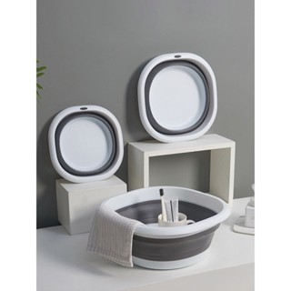 กะละมังพับได้ กะละมังใหญ่ อ่างล้างหน้าแบบพับได้สําหรับการเดิ…