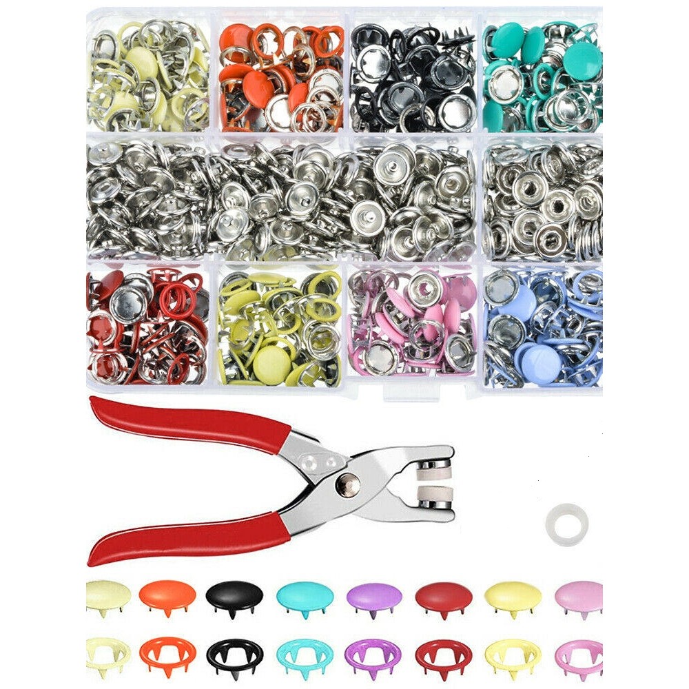Snap Button Plierชุดตอกพร้อมกระดุม จำนวน100 ชิ้น ชุดคีมติดกระดุมแป๊ก ชุดกระดุมแป๊ก DIY พร้อมคีมตาไก่
