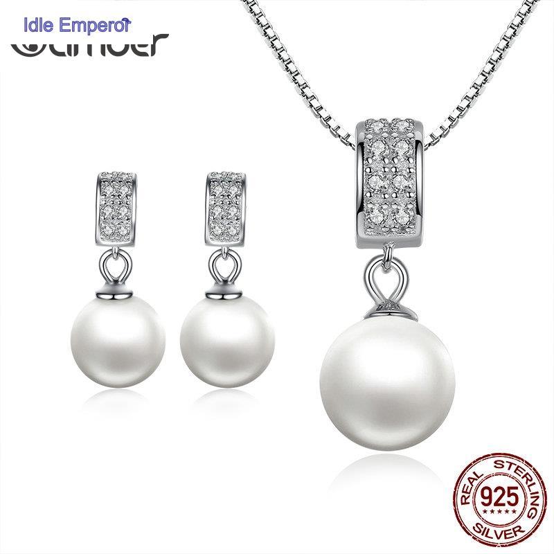 Bamoer สร้อยคอ ต่างหู เงินสเตอร์ลิง 925 ประดับมุกเทียม SCN030 SCE006