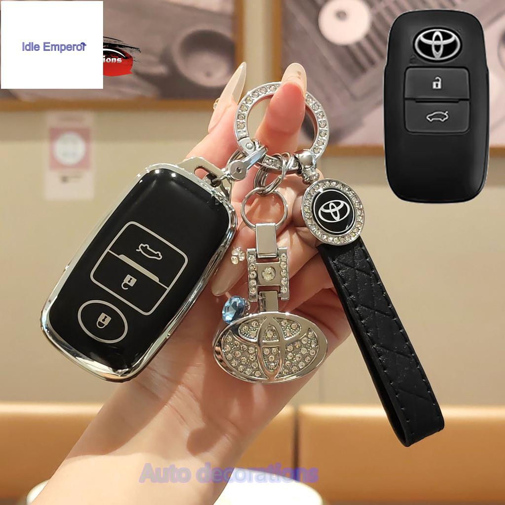 Toyota yaris ativ ปลอกกุญแจรถ ขอบเงิน 3 ปุ่ม พวงกุญแจ Toyota yaris veloz ativ เคสกุญแจรถ
