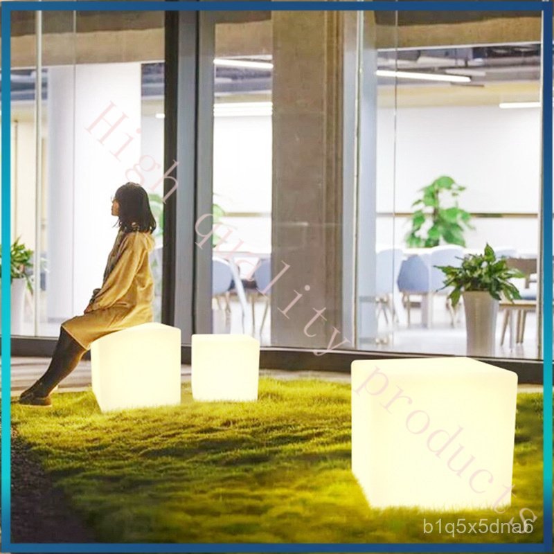 Luminous Stool Cube Light Waterproof Outdoor Lawn Light Landscape Courtyard Decoration Bar Solar Pow