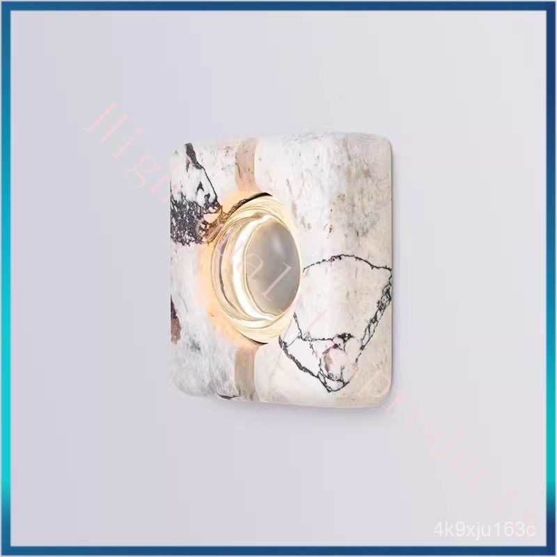 French Wabi-Sabi Style Designer Marble Wall Lamp High-End Hotel Sales Office Bedroom Living Room Wal