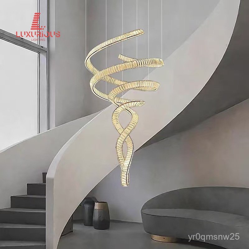 Hotel Clubhouse Light Luxury Mermaid Chandelier Villa Living Room Duplex Stainless Steel LED Crystal
