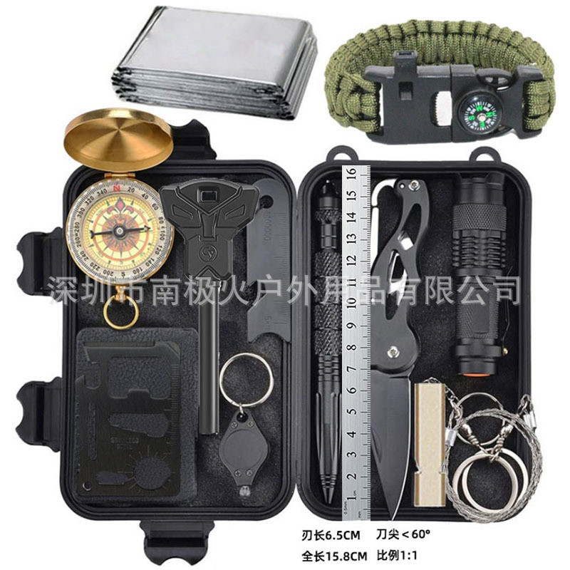 Outdoor Equipment Camping Survival Kit Multi-Functional Wilderness Survival Emergency Tool Kit