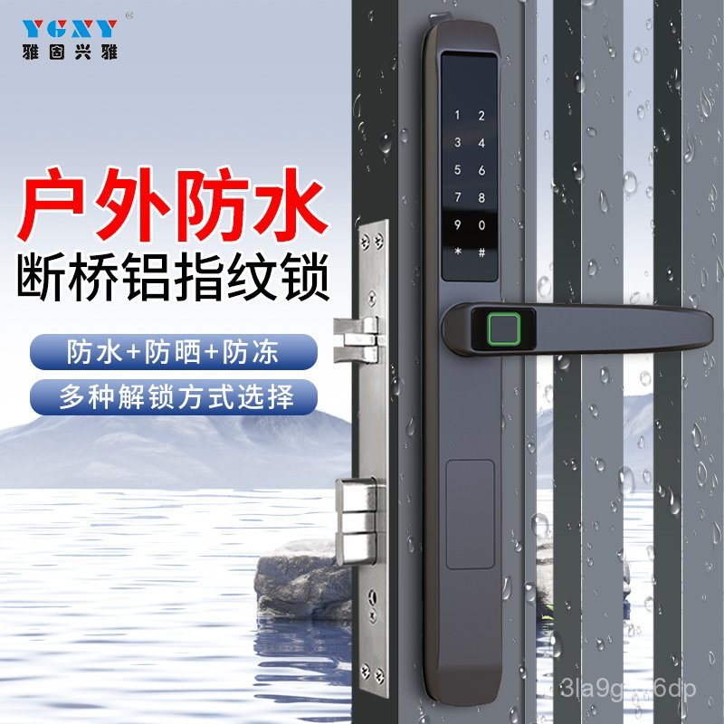 กราฟฟิตี WIFI ล็อคประตูอลูมิเนียมอัลลอยกันน้ำแบบใช้ลายนิ้วมือ, ล็อคหน้าต่างมุ้งลวดสำหรับลานบ้าน, ล็อ