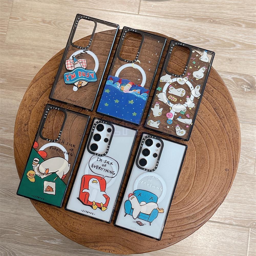 SAMSUNG Casetifgขี้เกียจเป็ดกันกระแทกแม่เหล็กชาร์จเคสโทรศัพท์พร้อมกล่องสําหรับsamsung Galaxy S25 S24