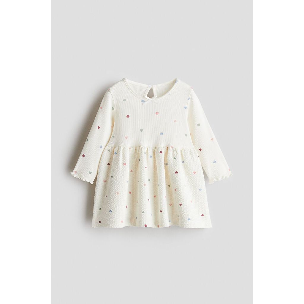 H&M(เอชแอนด์เอ็ม) เดรสผ้าฝ้ายริบ Infants Ribbed cotton dress 1305806_1