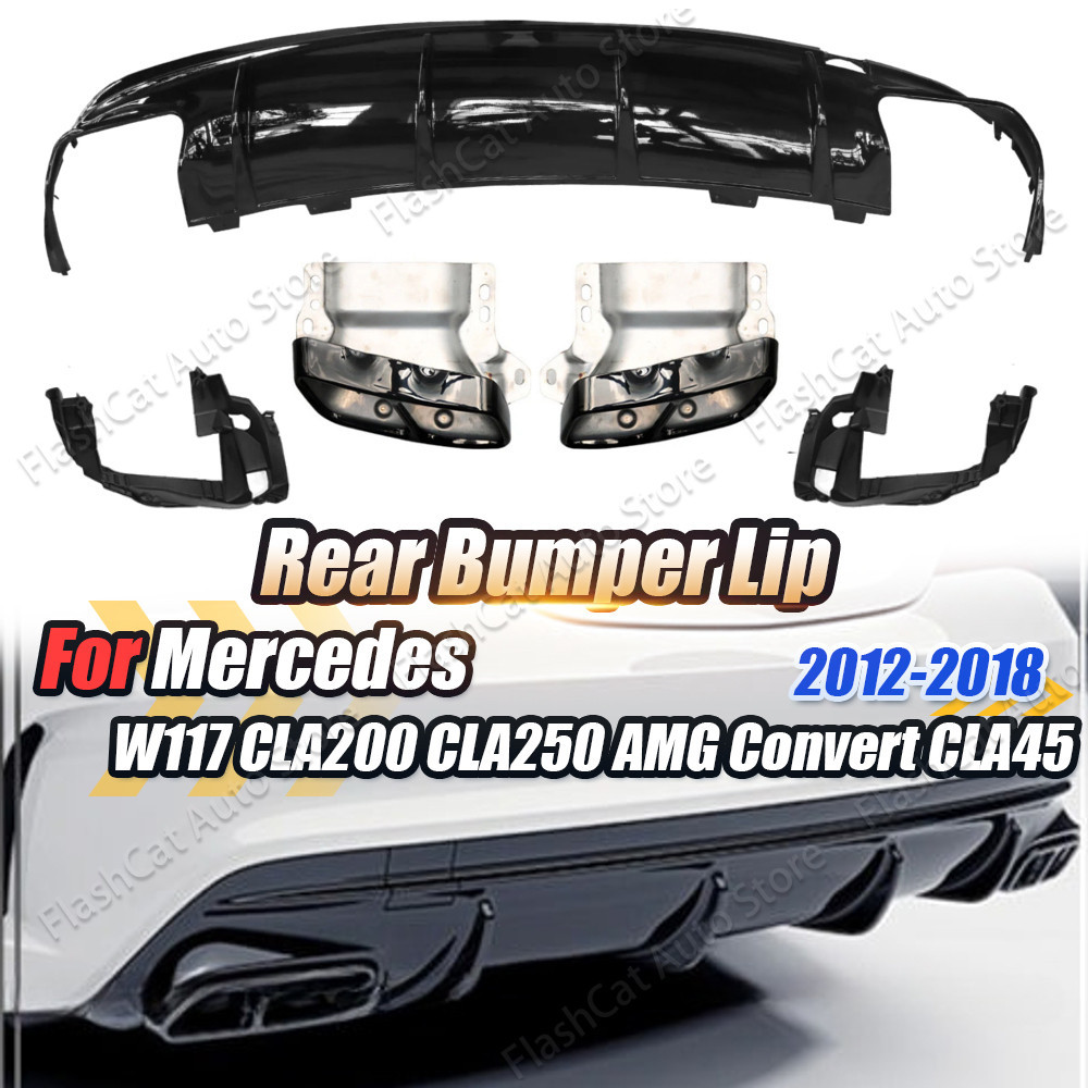 W117 อัพเกรด CLA45 สไตล์ด้านหลัง Splitters สปอยเลอร์ Lip ด้านหลังกันชน Diffuser สําหรับ Mercedes Ben