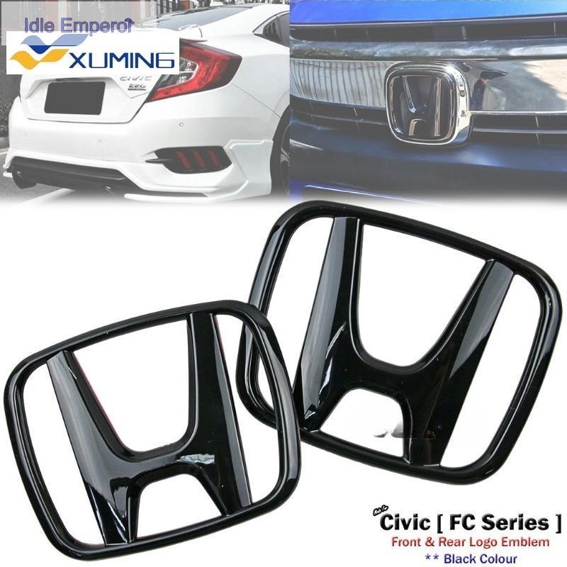 Xm-[2 ชิ้น] ป้ายสัญลักษณ์โลโก้ Honda สีดําสําหรับ Honda Civic FC FC1 FC2 FC6 2016-2021 ด้านหน้าและด้