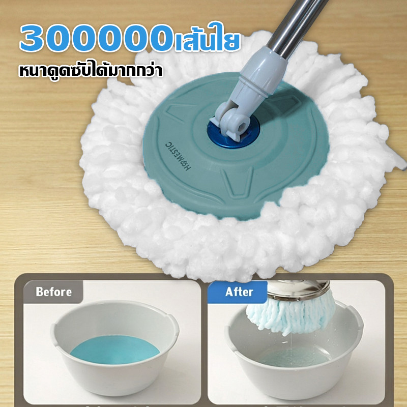 HOMESTIC ไม้ถูพื้น ผ้าไมโครไฟเบอร์ดูดซับน้ำและสิ่งสกปรกได้ดีเยี่ยม ด้ามอลูมิเนียม หนา แข็งแรง รูปที่ 4