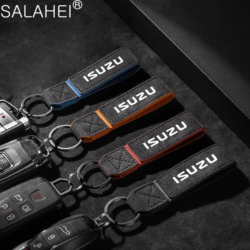 ใหม่หนังนิ่มรถพวงกุญแจแหวน Anti-lost พวงกุญแจสําหรับ Isuzu Dmax Mux Trooper ELF NQR 75 Forward Rodeo