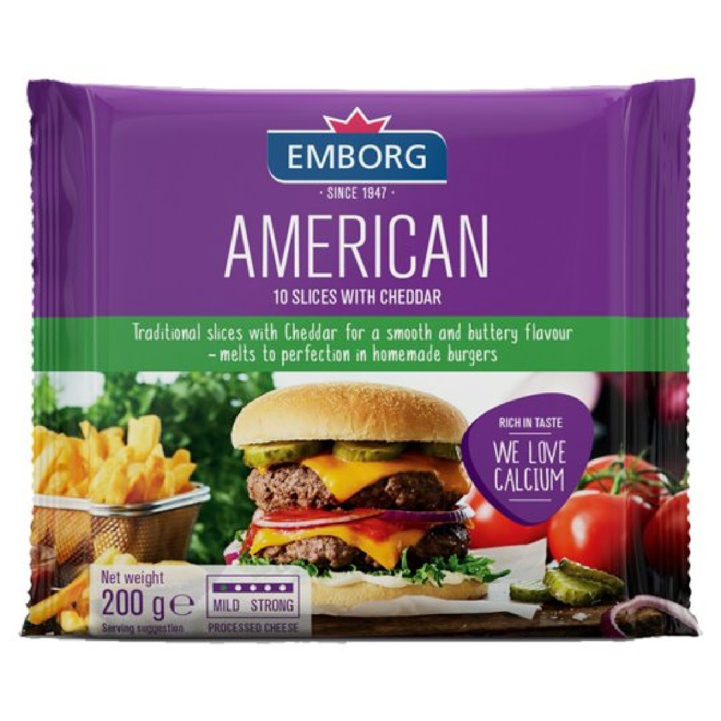 [0205987] Emborg American Cheese Slices X 10 Emborg อเมริกันชีสชนิดแผ่น 200g