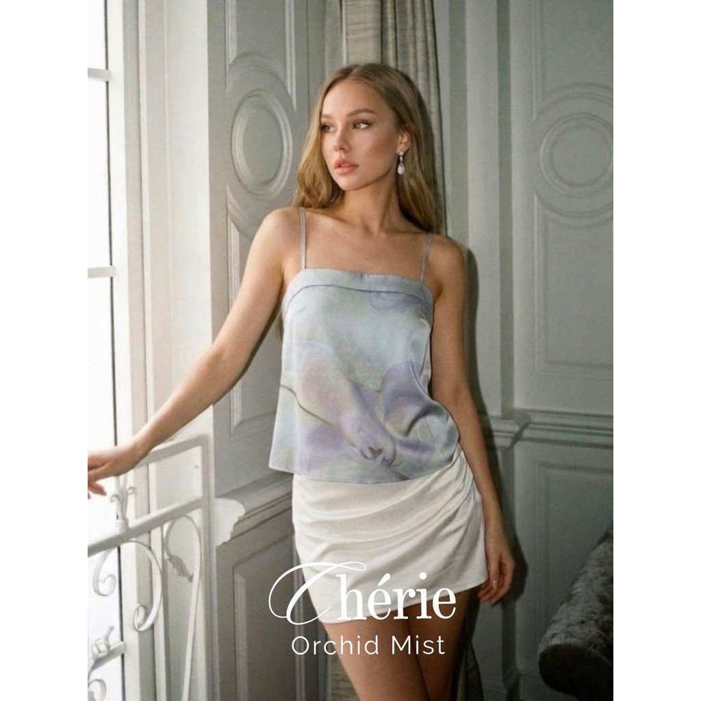 Hadherheart- Cherie  - Orchid Mist Floral Satin Camisole Top