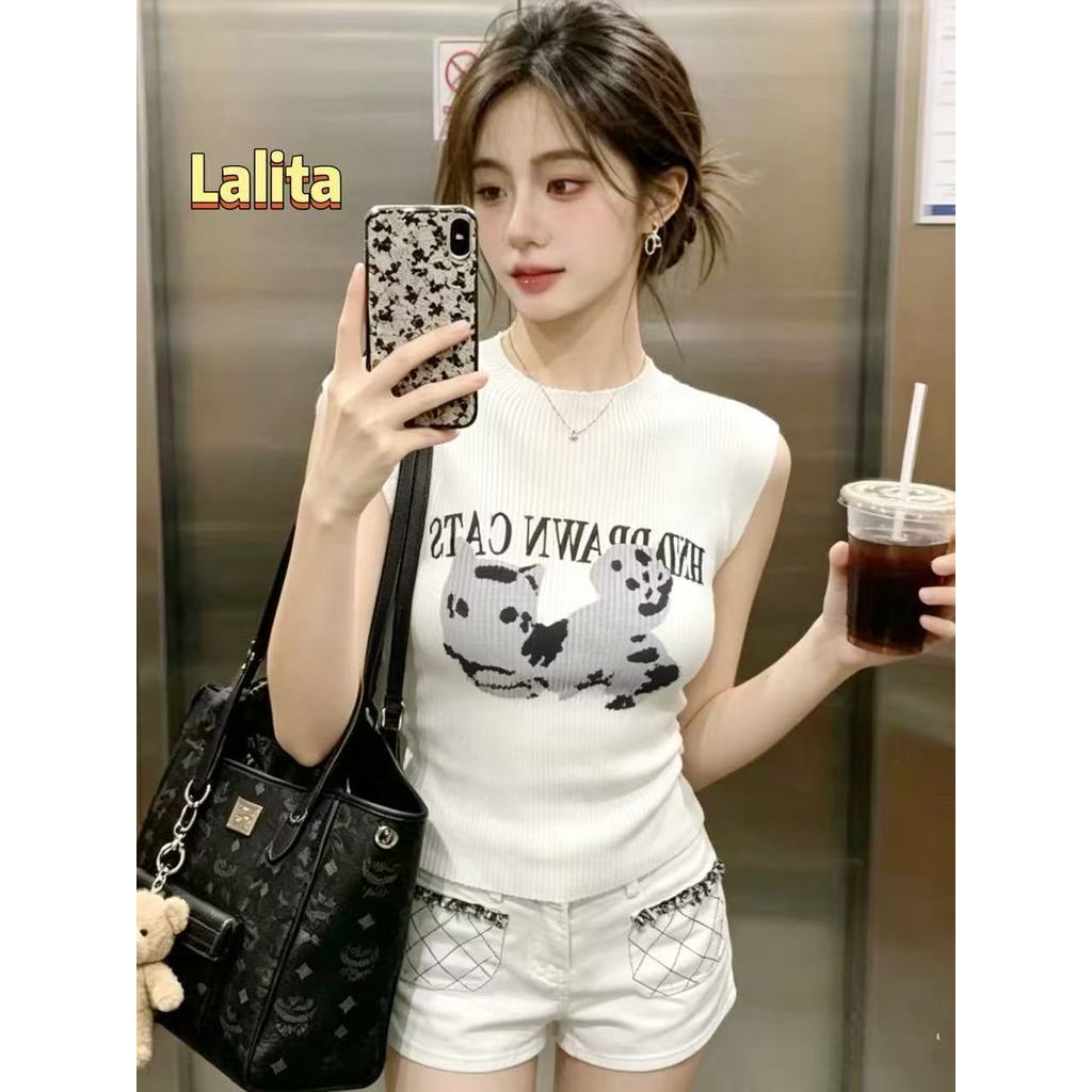 พร้อมส่ง เซ็กซี่เสื้อยืด กึ่งคอเต่า คอเต่าแขนกุด  ย้อนยุค น่ารัก  ยืดได้เยอะ สาวอวบใส่ได้ Lalita
