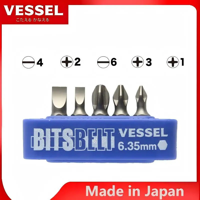VESSEL TD-BS1 TD-BS2 TD-BS3 TD-BS4 TD-BS5 TD-BS6 JIS Plus/Minus Container Bit Set - อุปกรณ์เสริมไขคว