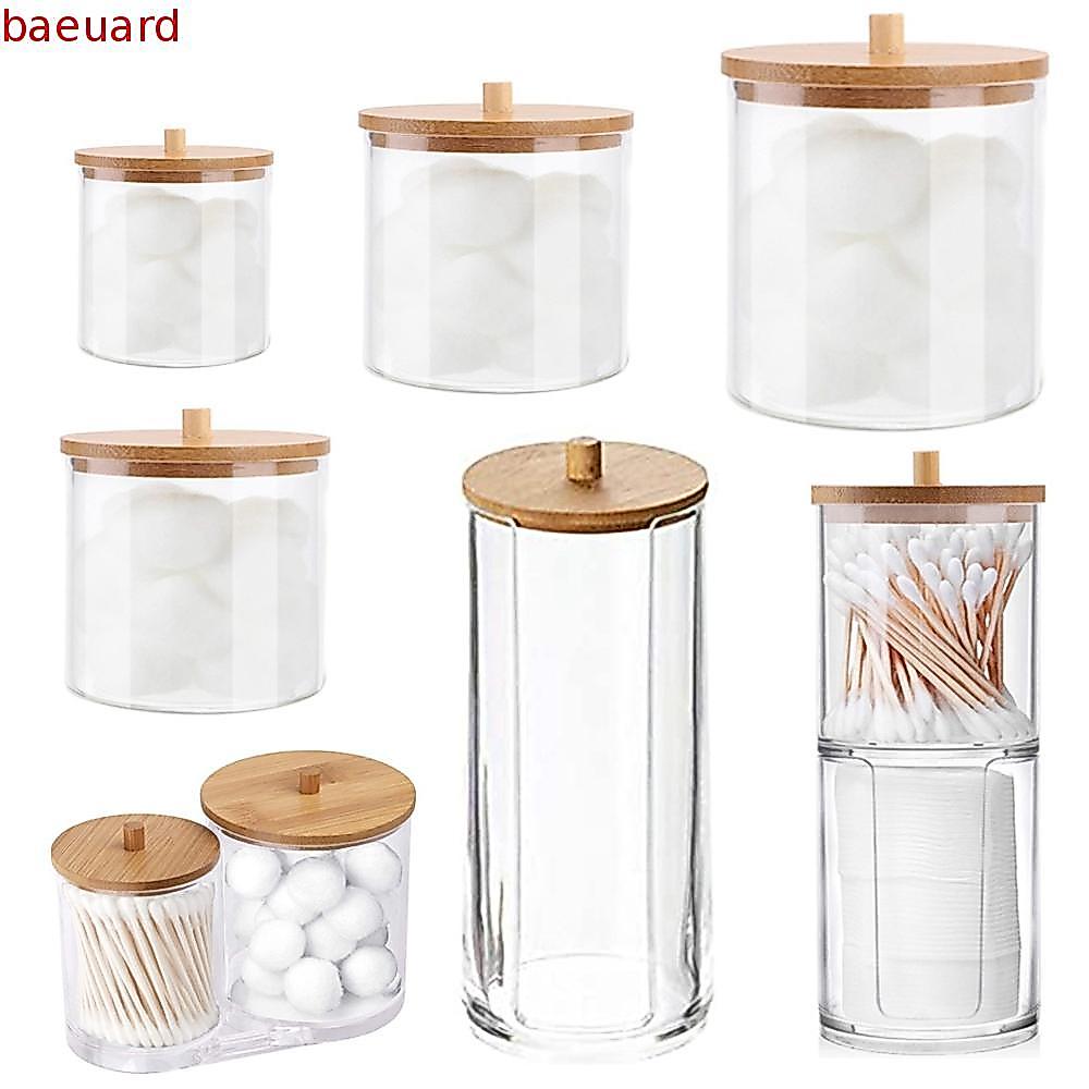 BAEUARD Qtips ผู้ถือเครื่องสําอางอะคริลิคคอนเทนเนอร์เครื่องประดับ Candy ห้องน้ํา Jars