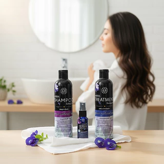 แชมพูสมุนไพรสูตรอัญชัน แลบเฮาส์ Herbal Shampoo พร้อม ครีมนวดและเซรั่ม