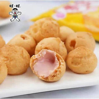 ขนมลูกบอลพัฟกรอบ สอดใส้หลากรสชาติ นม ช็อกโกแลต สตอรว์เบอร์รี่ ขนมว่างๆ 18-60g 旺旺泡芙