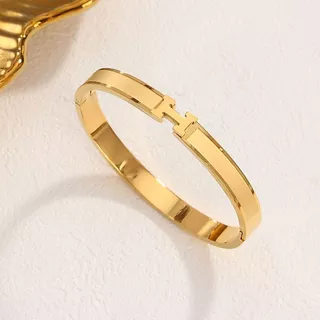 Ht สร้อยข้อมือ เหล็กไทเทเนียม ชุบทอง 18K ไม่จางหาย เครื่องประดับแฟชั่น ระดับไฮเอนด์
