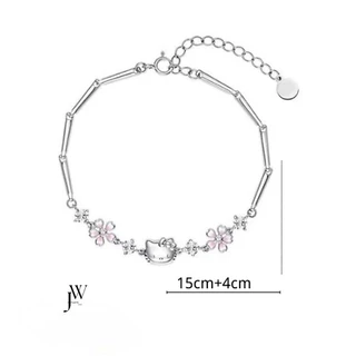OUTLETS ล้างสต็อกจากโรงงานตรง สร้อยข้อมือ SAKURA KITTY สร้อยข้อมือเงิน ลายคิตตี้ Valentine ของขวัญ
