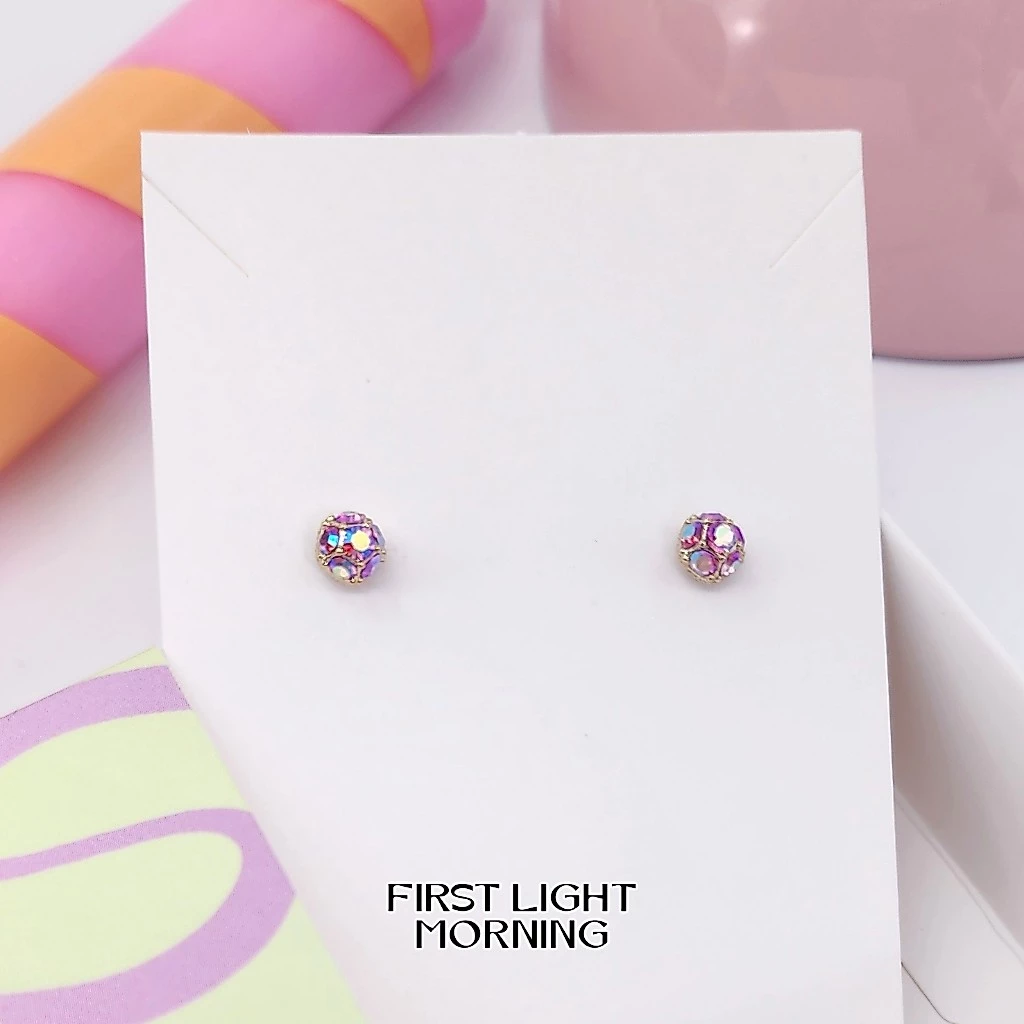 First Light Morning : Crystal Ball Earrings ต่างหู ต่างหูแป้นเสียบ
