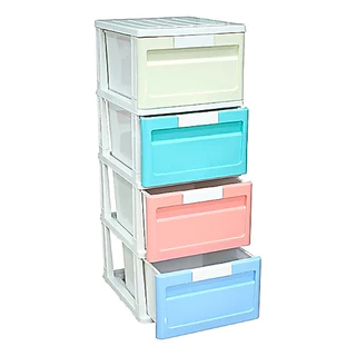 โลตัส ตู้ลิ้นชักพลาสสติก DIY 4 ชั้น สีเรนโบว์ LOTUS'S DRAWER CABINET DIY RAINBOW 4 TIER