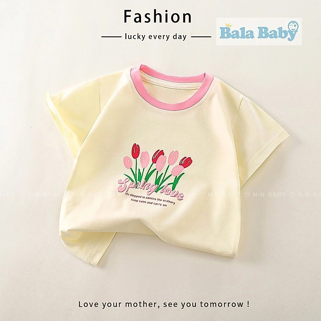 เสื้อยืดเด็ก แขนสั้น เสื้อยืดมินมอลเด็กผู้หญิง  ลายดอกไม้สวยๆ Size90-120 cm DXT52 thumbnail 4