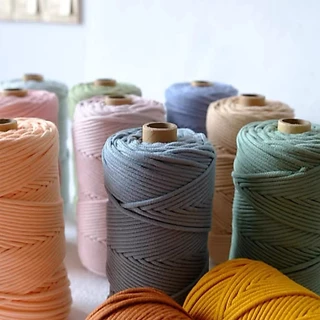 เชือกฝ้ายเส้นกลม 3 มิล เชือกมาคราเม่เส้นกลม rope core-spun cotton น้ำหนัก 300 กรัม 100 เมตร