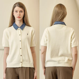 เสื้อไหมพรมคอปกยีนส์ รุ่น Jasmine Jean (A88)