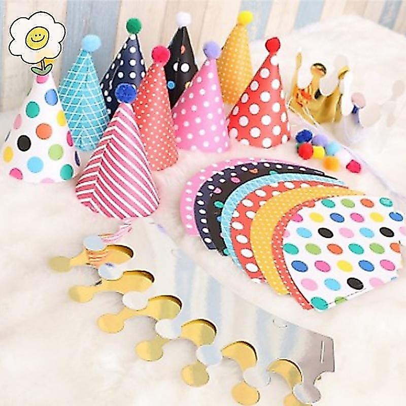 Maoying 11 ชิ้น/เซ็ต Happy Birthday Party หมวก Polka Dot หมวกเด็ก Party Supplies maoyting