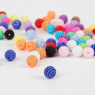 ลูกปัดอะคริลิกขนาด10มิลลิเมตร 50ชิ้น/ล็อต สีเบย์เบอร์รี่ สำหรับทำเครื่องประดับเอง