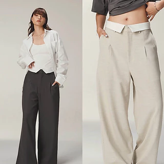 STUDIO UNKNOWN - Rome Fold Trousers กางเกงขาบานดีเทลพับขอบเอว