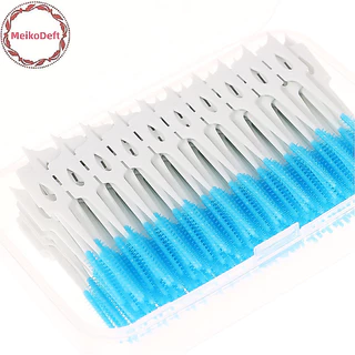 Meikodeft แปรงซิลิโคนซอกฟัน 200 หน่วยไม้จิ้มฟันแปรงระหว่างฟันด้วยด้ายเครื่องมือทําความสะอาดช่องปาก TH