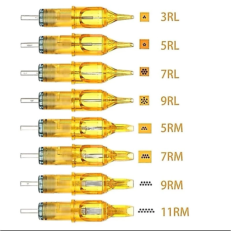 เข็มฮอค Yellow dragon เดินเส้น ลงสีลงเงา หน้าโค้ง หน้าตรง RL RM RS M1
