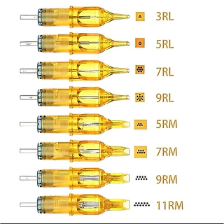 เข็มฮอค Yellow dragon เดินเส้น ลงสีลงเงา หน้าโค้ง หน้าตรง RL RM RS M1