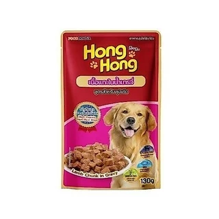 [ยกลัง 48ซอง] Hong Hong โฮ่ง โฮ่ง อาหารเปียกสุนัข อาหารสุนัขแบบเปียก 130g