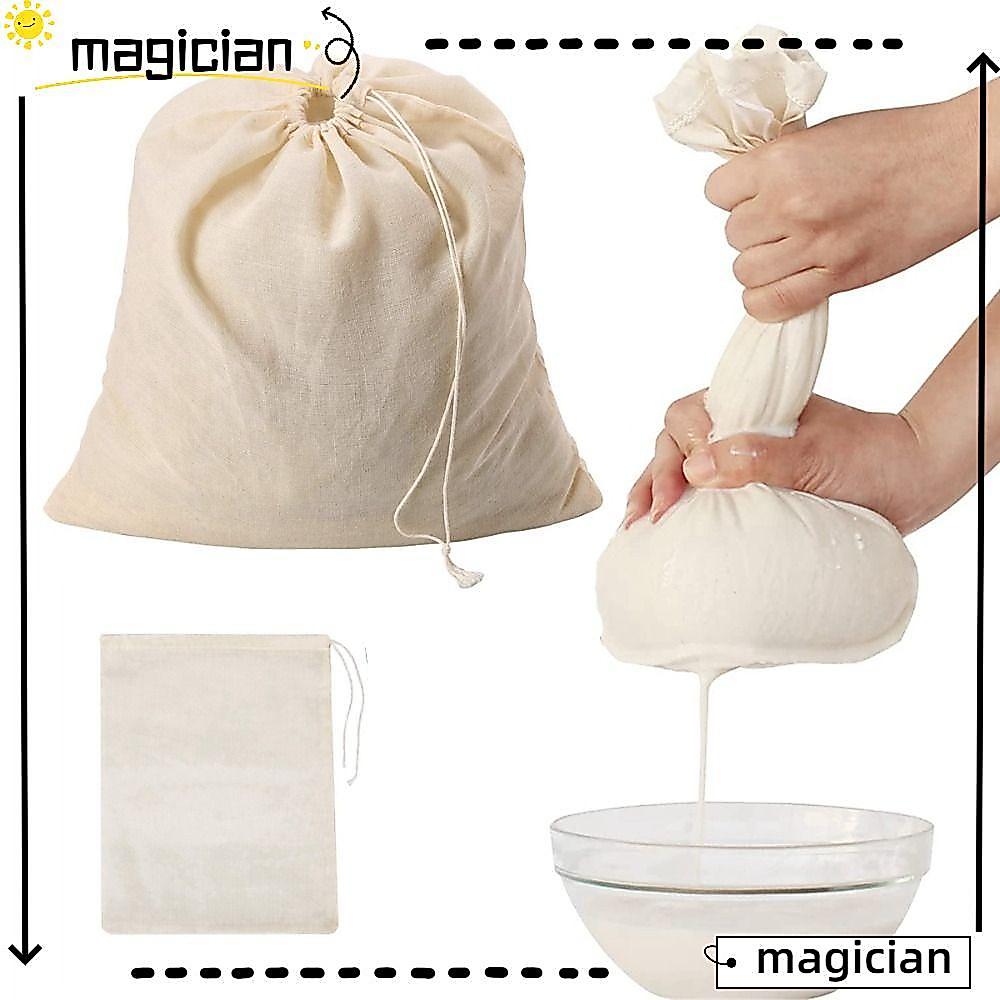 MAGICIAN กรองถุงกรอง, ถุงชงเย็นแบบพกพาผ้าชีส, ชาสายพันธุ์โยเกิร์ตกาแฟ Cheesecloth ถั่วนมถุง