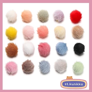 St.kunkka 5 ชิ้น จี้ลูกบอลผม 17 มม. กระต่ายขนสัตว์ลูกปัดผ้าลูกปัด สําหรับทําเครื่องประดับ แฮนด์เมด diy