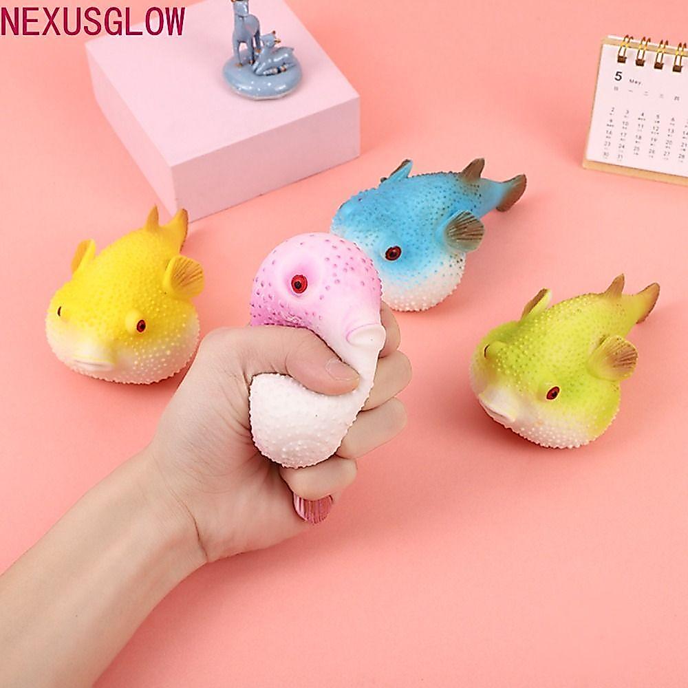 NEXUSGLOW Pufferfish บีบ ช้า Rebound จําลอง Pufferfish บีบของเล่นหยิก, น่ารัก TPR Pufferfish Pinch เ