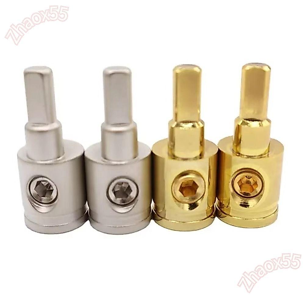 ZHAOX ขั้วต่อเครื่องเสียงรถยนต์, เทอร์มินัลสายไฟลําโพงรถยนต์สีทองทองแดงบริสุทธิ์, 0GA 4GA 8GA Power 