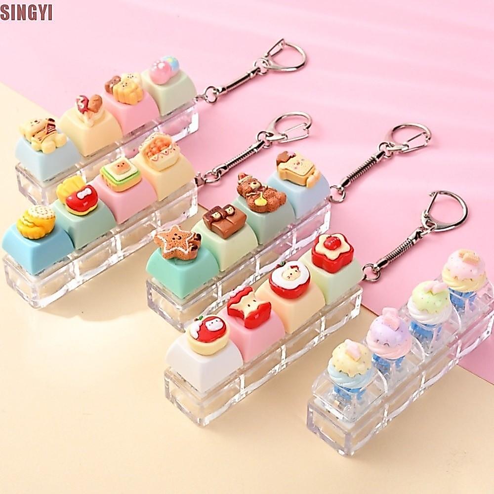 SINGYI คีย์บอร์ด Clicker ของเล่นพวงกุญแจ, Mechanical Clicker Keycap Fidget พวงกุญแจ, Fidget พวงกุญแจ