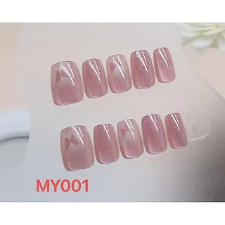 MYส่งจากไทย เล็บปลอม สีลูกแก้วแคทอาย กันน้ำ แถมกาวน้ำ พร้อมติด ครบไซส์ 24 ชิ้น เกรด ABS ดีกว่าเล็บ PVC ทําเล็บ สินค้าพ