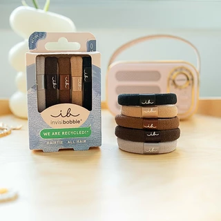 invisibobble ยางรัดผม ถนอมเส้นผม ยางรัดผมแบบผ้า รุ่น HAIRTIE Ecotie สี Mocha (1 กล่องบรรจุ 5 ชิ้น)