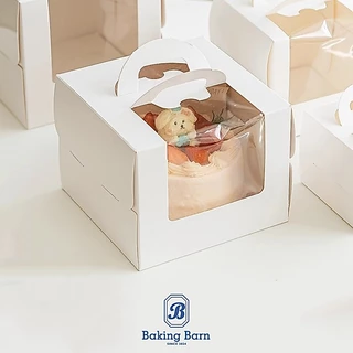 Baking Barn Cake box กล่องเค้ก (10 ใบ/แพค) กล่องขนม เค้กใส่เค้ก หูหิ้ว ใส่ขนม ฐานรองสีขาว